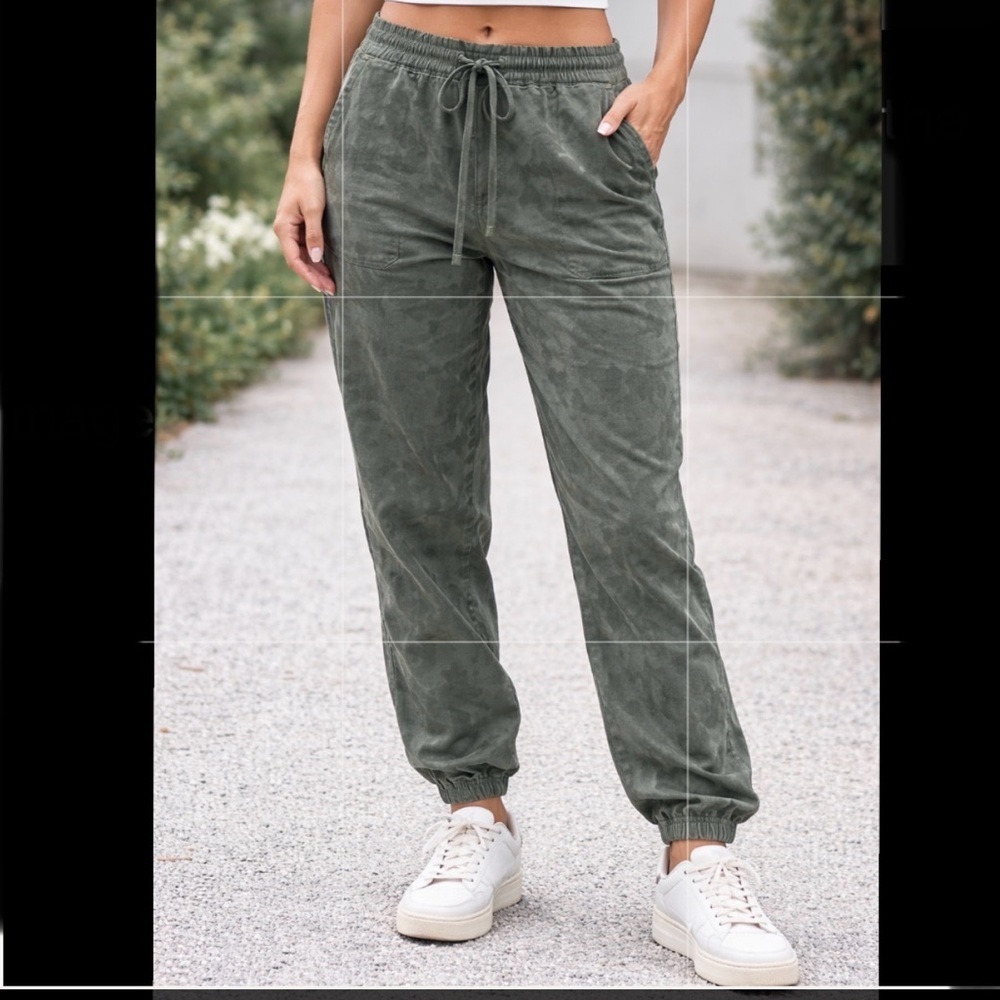 Buffalo David Bitton Green Silky Drawstring Flap Pocket Safari Jogger Pant XS